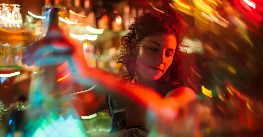 Female bartender action